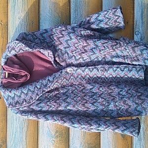 🎆 COZY CARDIGAN BURGUNDY,GRAY & BLACK ZIG-ZAG SWEATER VNPLV Sz L/XL UP